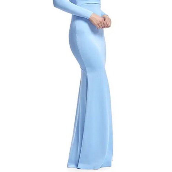 Dress The Population Sky Blue Delores Long Sleeve Evening Gown - Picture 4 of 6